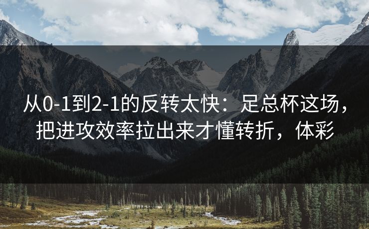 从0-1到2-1的反转太快：足总杯这场，把进攻效率拉出来才懂转折，体彩