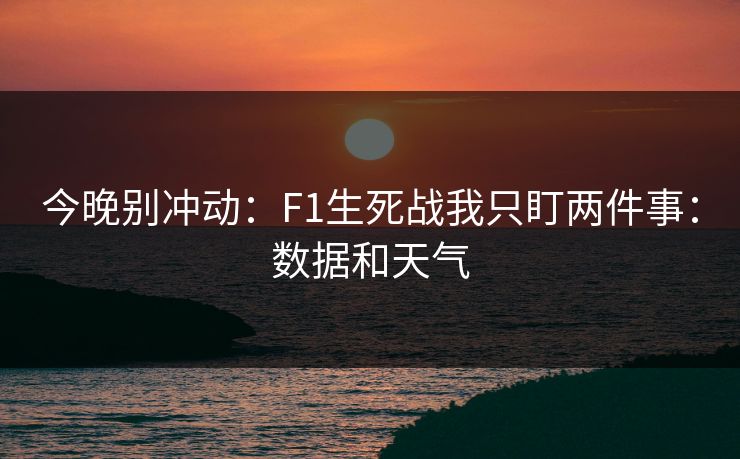 今晚别冲动：F1生死战我只盯两件事：数据和天气