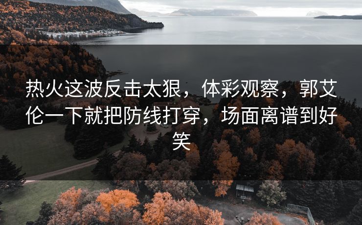 热火这波反击太狠，体彩观察，郭艾伦一下就把防线打穿，场面离谱到好笑